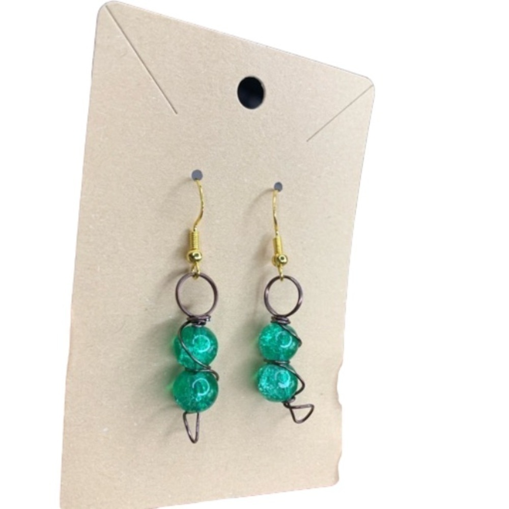 Green seaglass handmade earrings